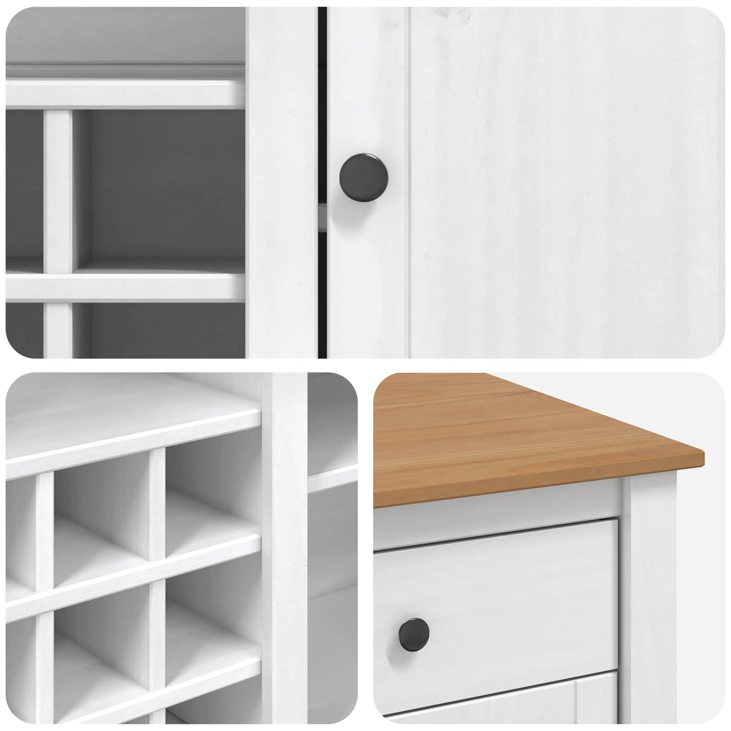 Kitchen Island Set 2 pcs PANAMA White and Honey Wax Solid-Pine