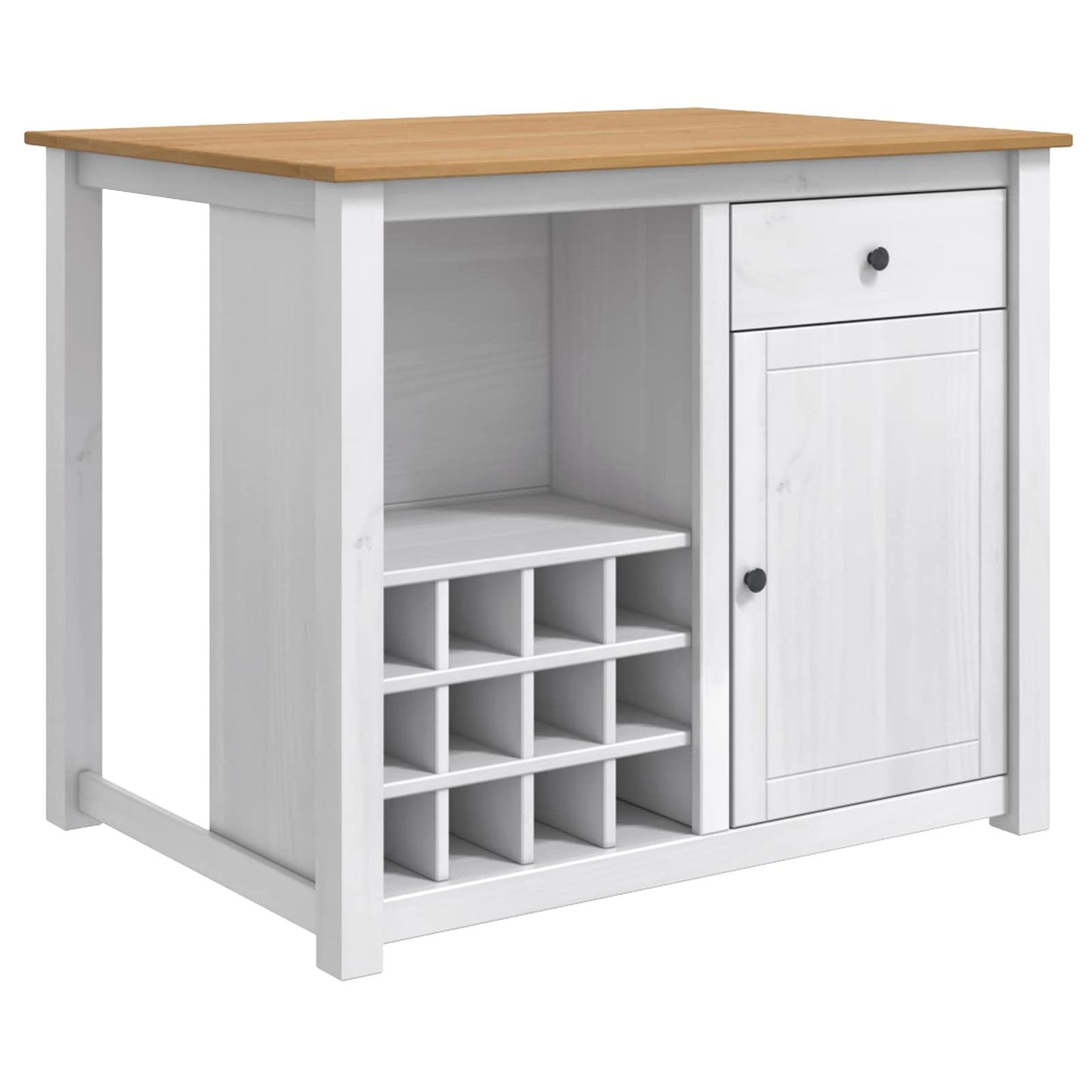 Kitchen Island Set 2 pcs PANAMA White and Honey Wax Solid-Pine