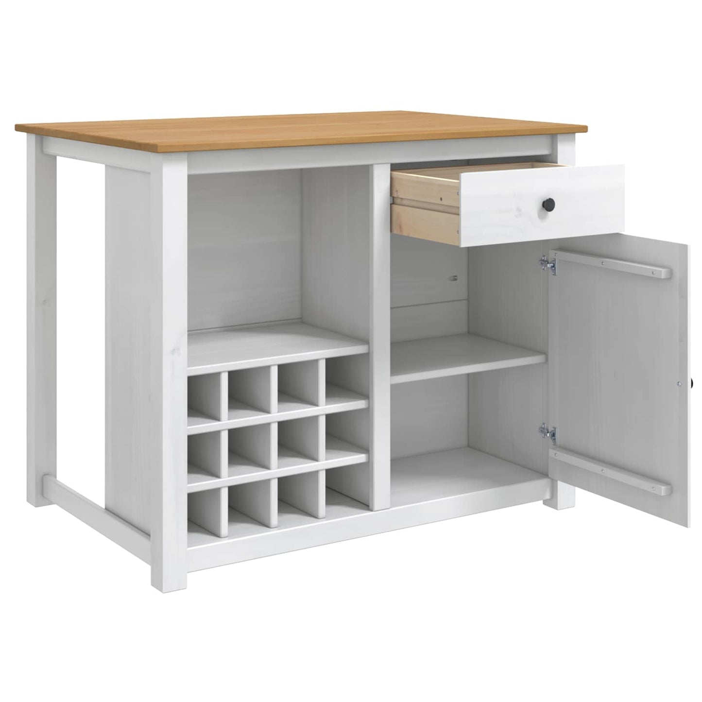 Kitchen Island Set 2 pcs PANAMA White and Honey Wax Solid-Pine