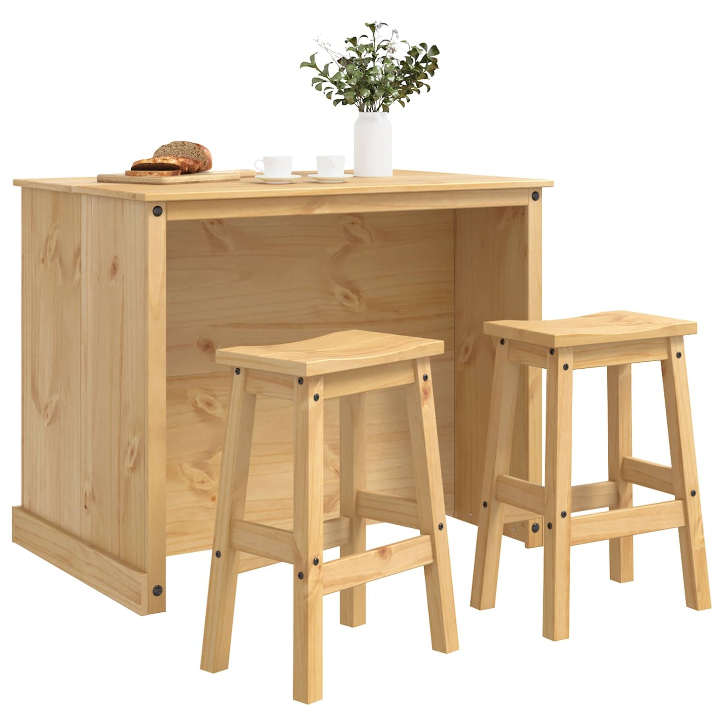 Kitchen Island Set 3 pcs Honey Wax 112 x 77 x 91.5 cm