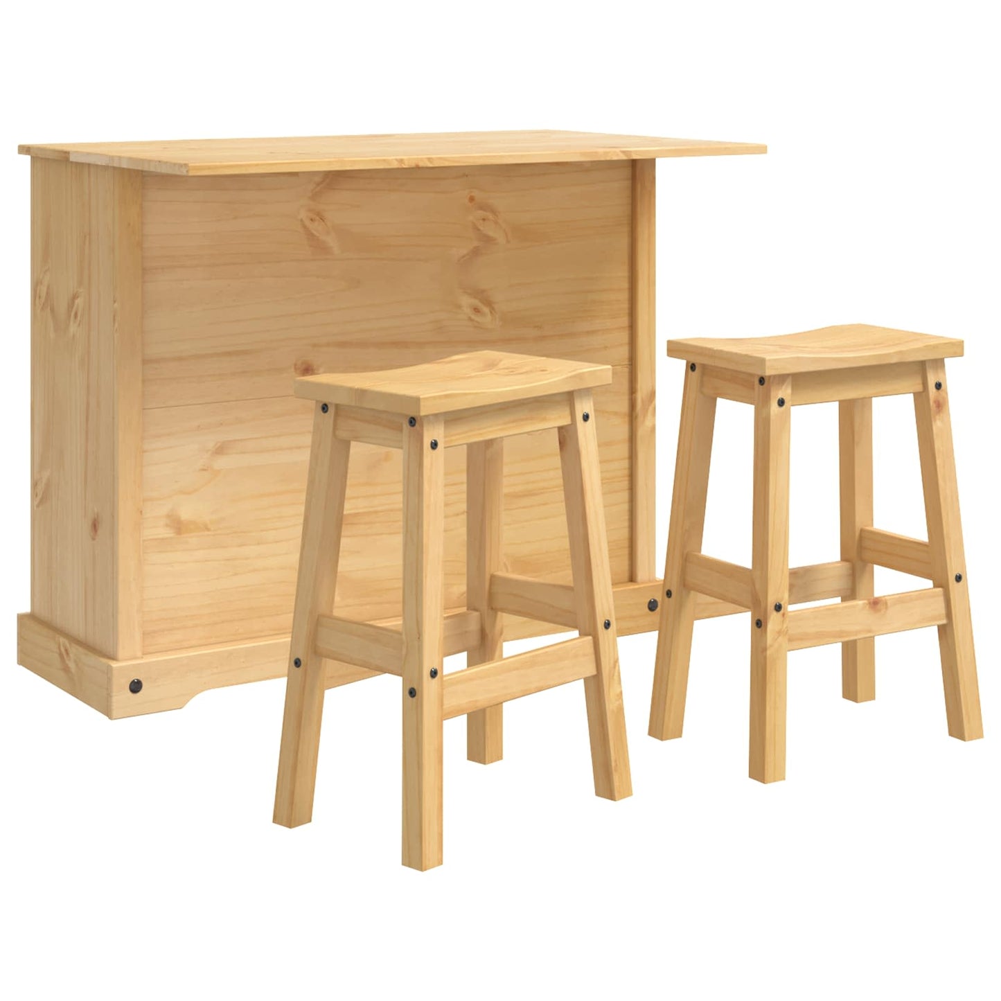 Kitchen Island Set Corona 3 pcs Honey Wax Solid Pine Wood