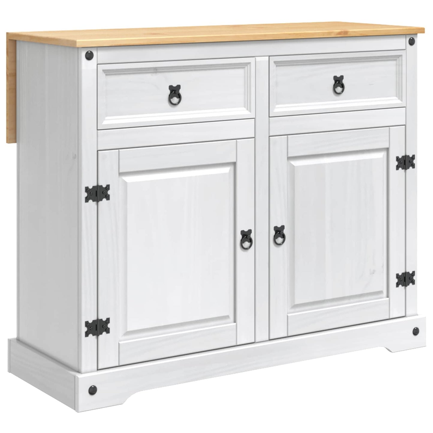 Kitchen Island Set 3 pcs CORONA White and Honey Wax Solid-Pine