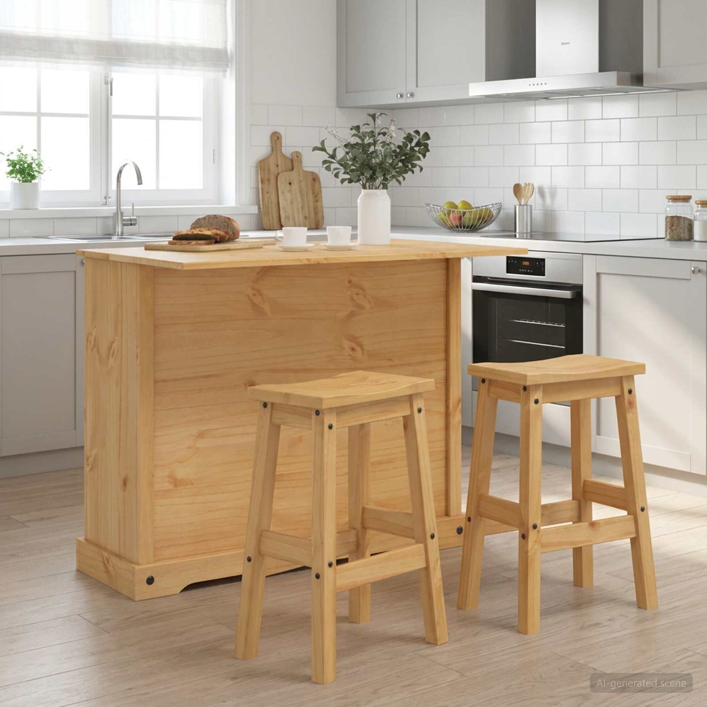 Kitchen Island Set 3 pcs Honey Wax 112 x 70 x 91.5 cm