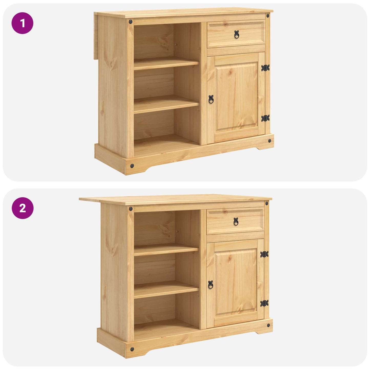 Kitchen Island Set with Drawer 3 pcs Honey Wax Solid-Pine