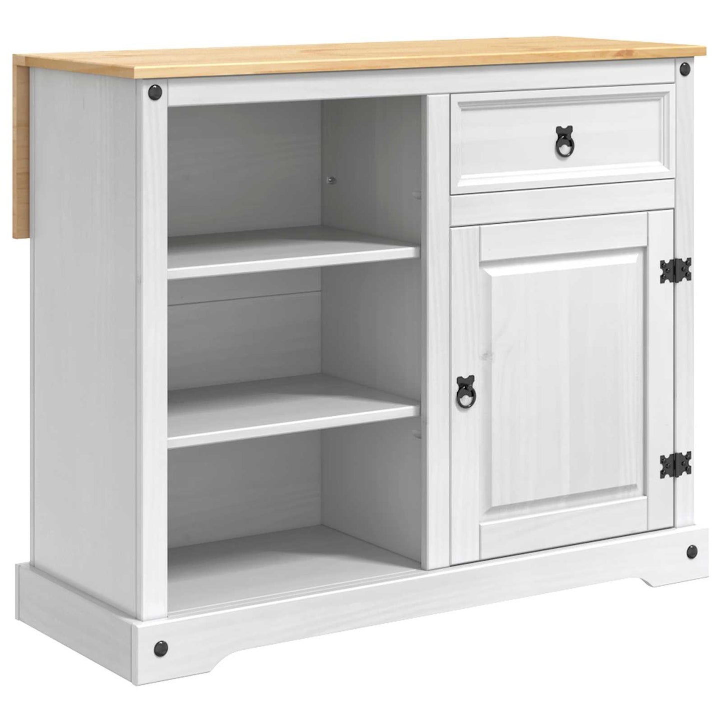 Kitchen Island Set 3 pcs White and Honey Wax 112 x 70 x 91.5 cm