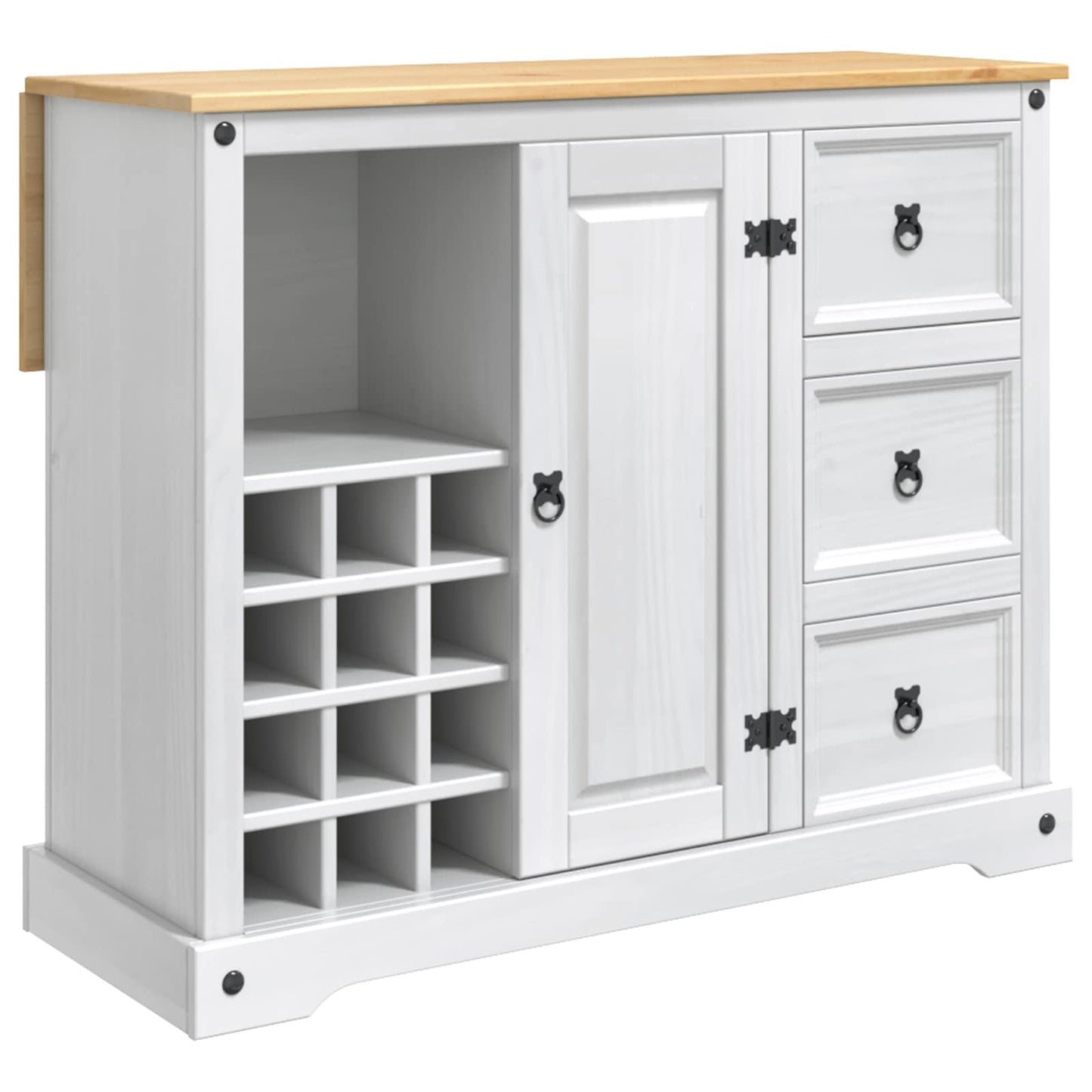 Kitchen Storage with Door 2 pcs White and Honey Wax Solid-Pine