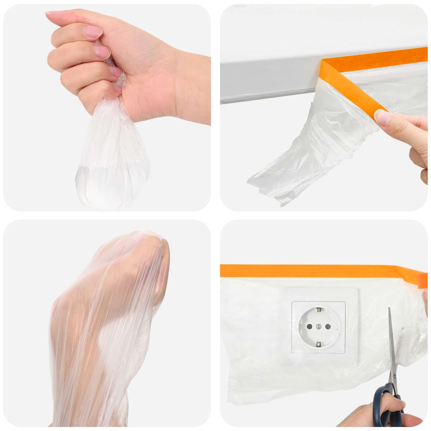 Dust Sheet with Adhesive Tape 12 pcs Transparent 30 x 3300 cm