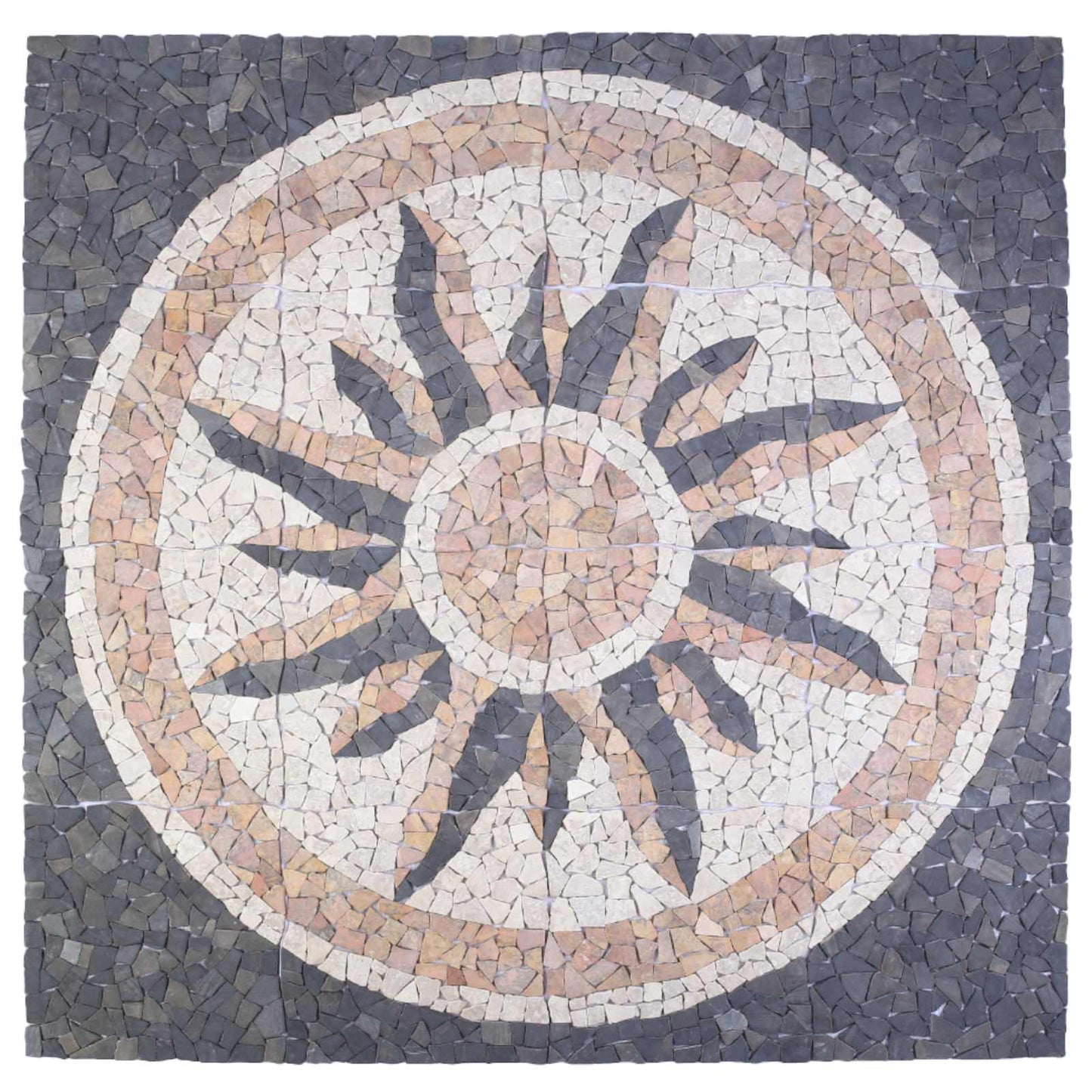 Mosaic Tiles Sun Pattern Multicolour 120 x 120 cm Marble