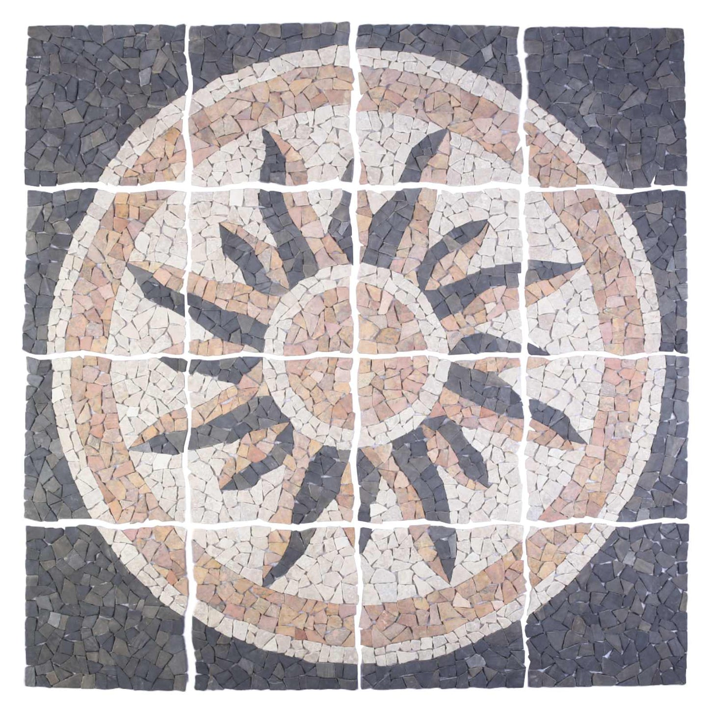 Mosaic Tiles Sun Pattern Multicolour 120 x 120 cm Marble