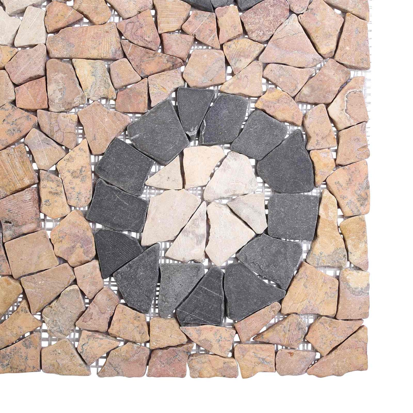 Mosaic Tiles Flower Pattern Multicolour 120 x 120 cm Marble