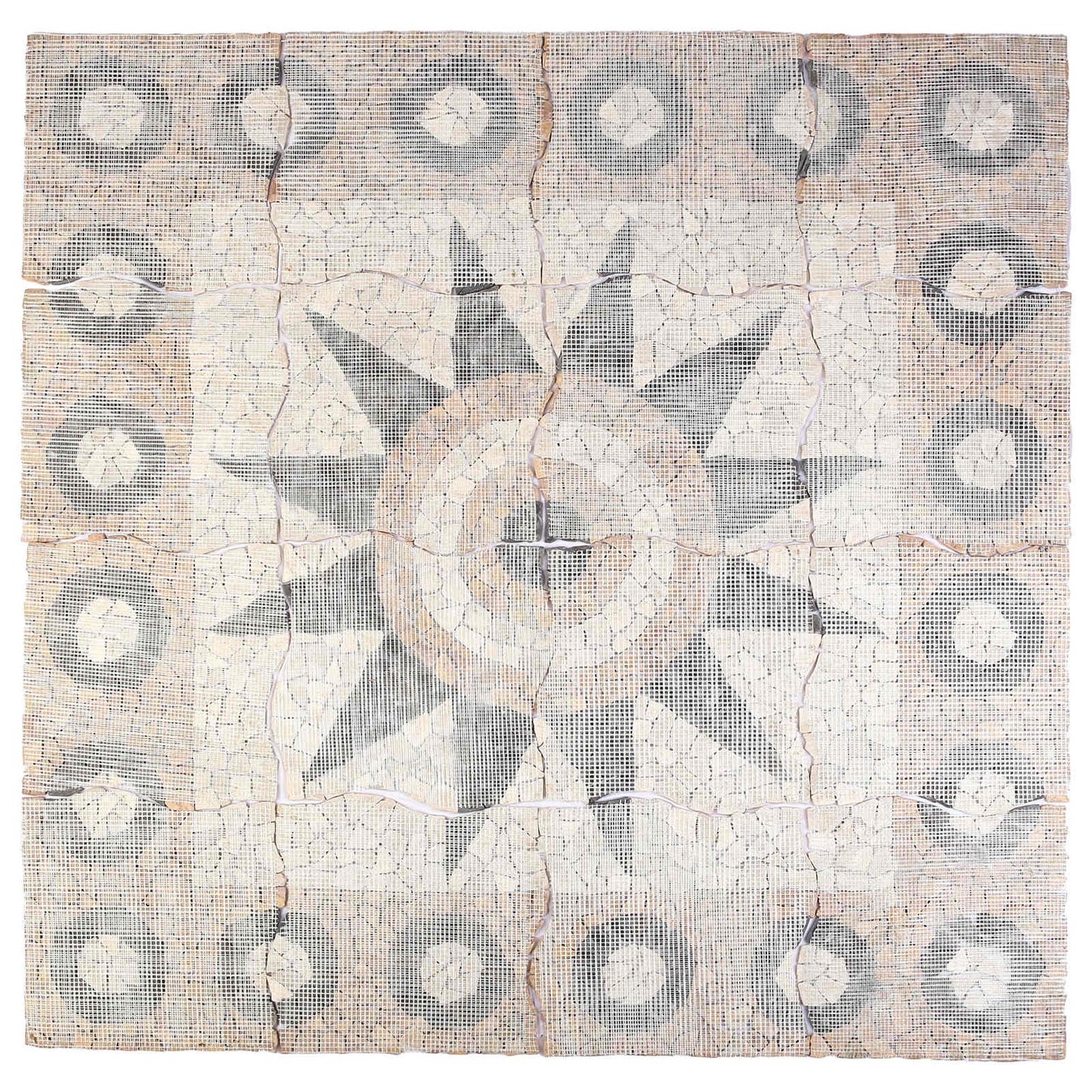 Mosaic Tiles Flower Pattern Multicolour 120 x 120 cm Marble