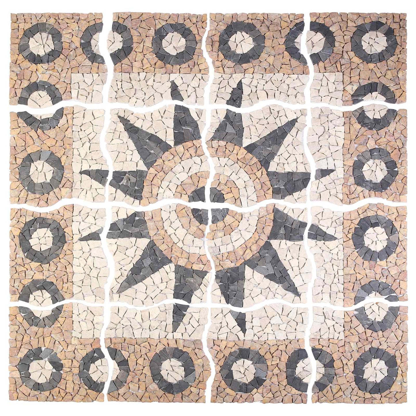 Mosaic Tiles Flower Pattern Multicolour 120 x 120 cm Marble