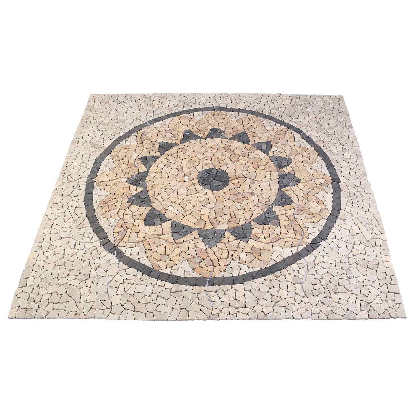 Mosaic Tiles Sunflower Pattern Multicolour 120 x 120 cm Marble