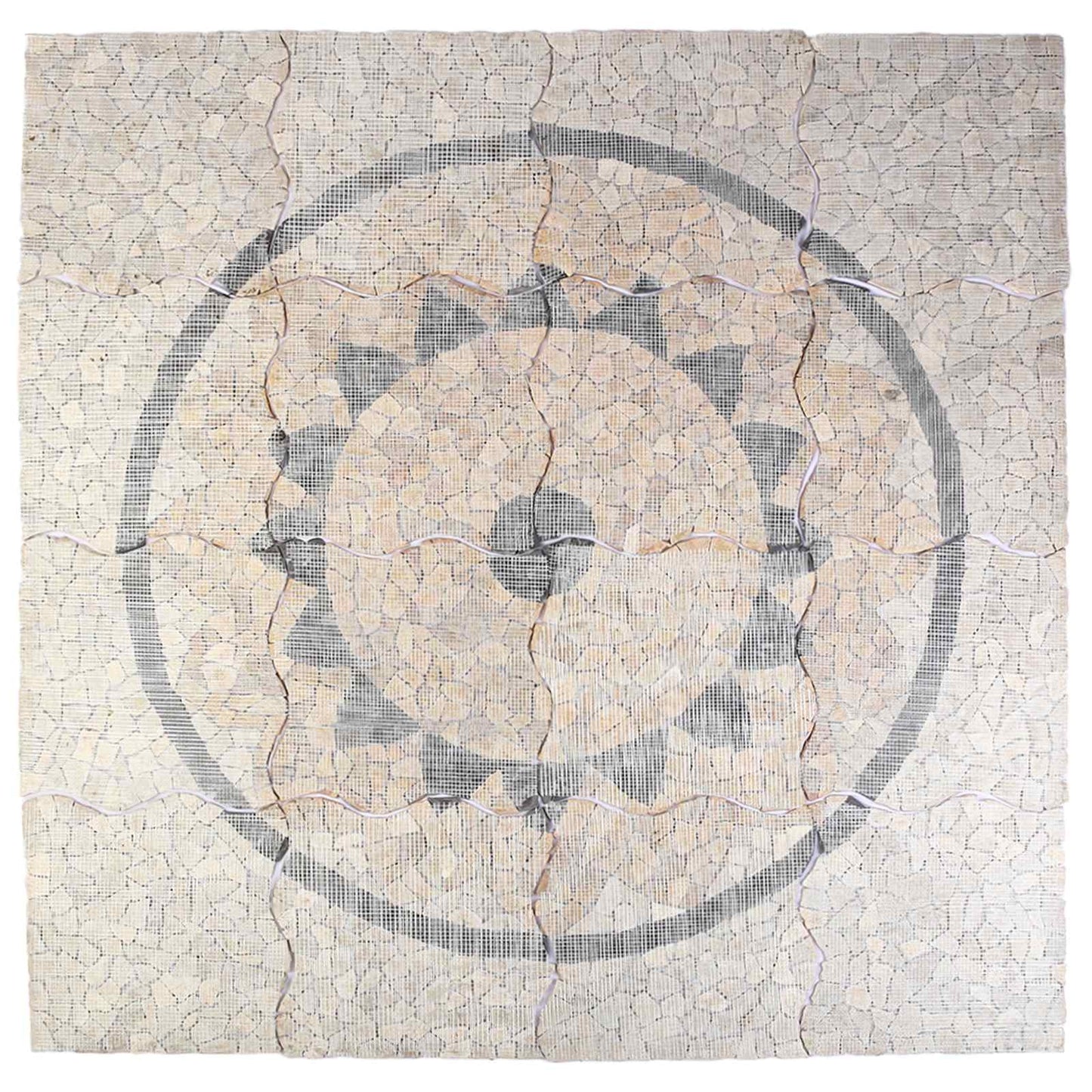 Mosaic Tiles Sunflower Pattern Multicolour 120 x 120 cm Marble
