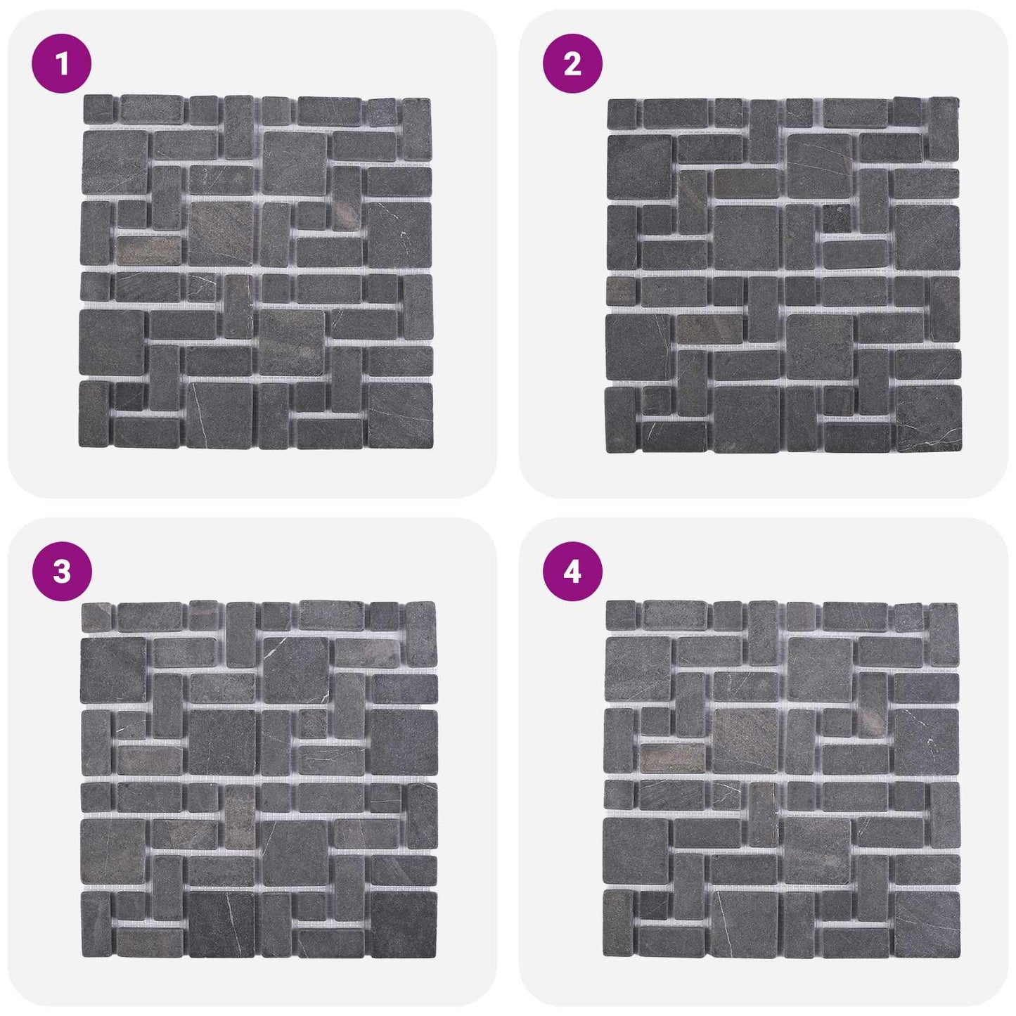 Mosaic Tiles Grey 30 x 30 cm Marble