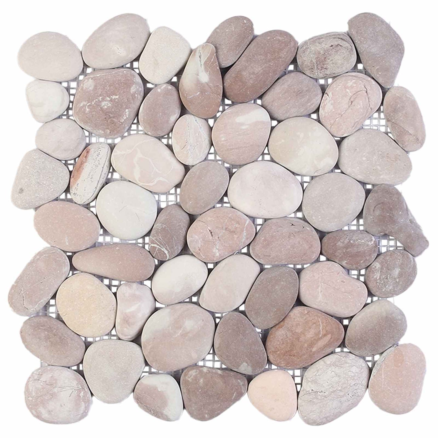 Pebble Tiles Beige and Pale Pink 30 x 30 cm River Pebble