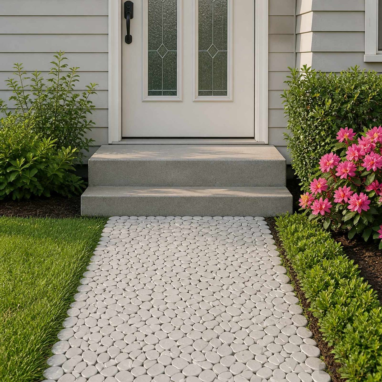 Pebble Tiles White 30 x 30 cm River Pebble