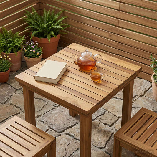 Table Top 40 x 40 x 3.5 cm Square Solid Teak Wood Natural