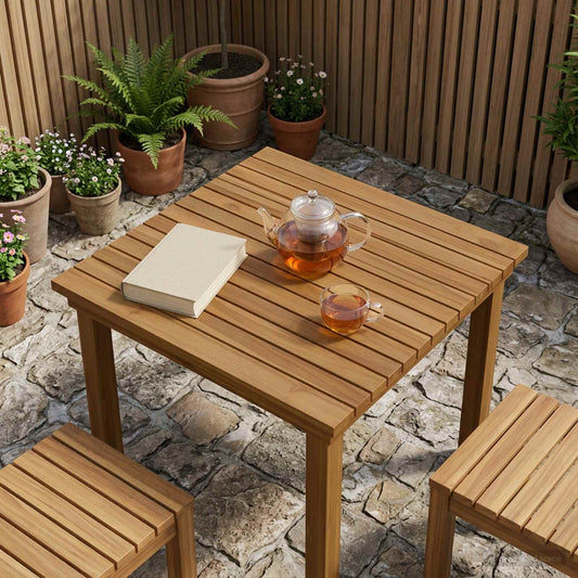 Table Top 60 x 60 x 3.5 cm Square Solid Teak Wood Natural