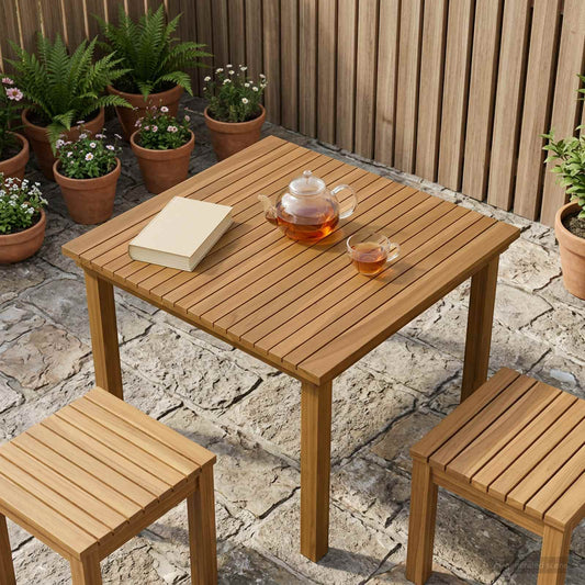 Table Top 70 x 70 x 3.5 cm Square Solid Teak Wood Natural