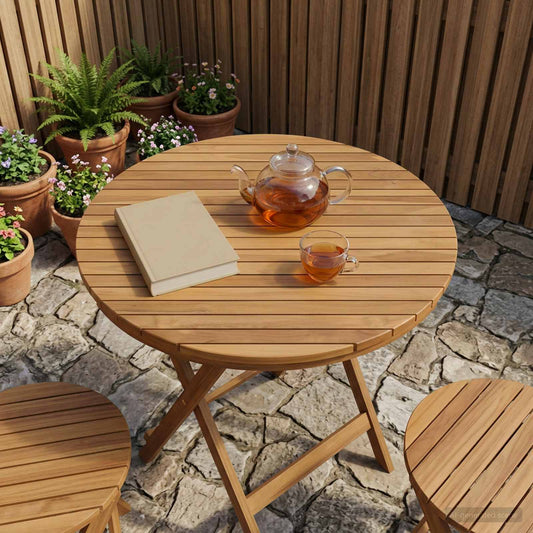 Table Top Ø 80 x 3.5 Round Solid Teak Wood Natural