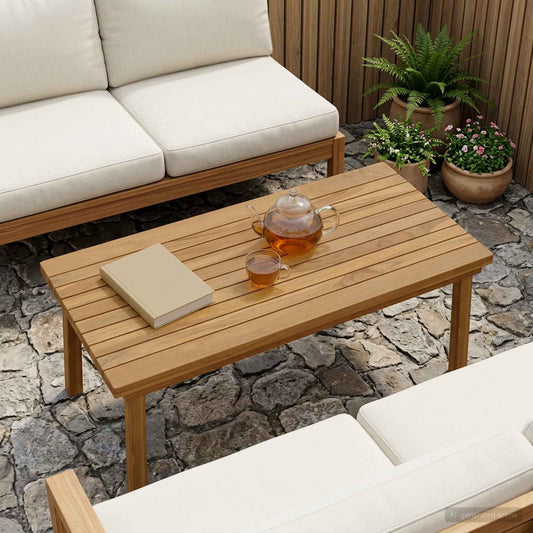 Table Top 80 x 40 x 3.5 cm Rectangular Solid Teak Wood Natural