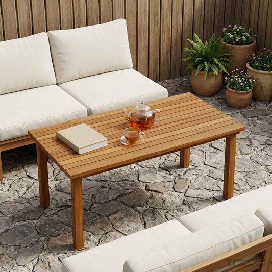 Table Top 90 x 45 x 3.5 cm Rectangular Solid Teak Wood Natural