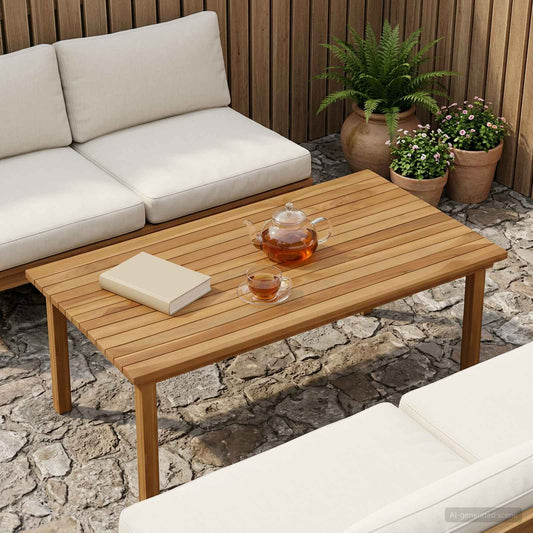 Table Top 100 x 50 x 3.5 cm Rectangular Solid Teak Wood Natural