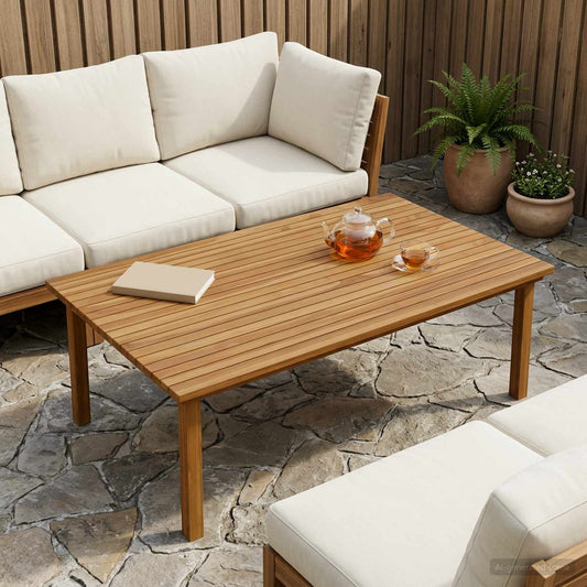 Table Top 120 x 70 x 3.5 cm Rectangular Solid Teak Wood Natural