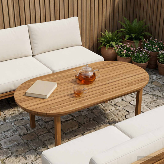 Table Top 100 x 50 x 3.5 cm Oval Solid Teak Wood Natural