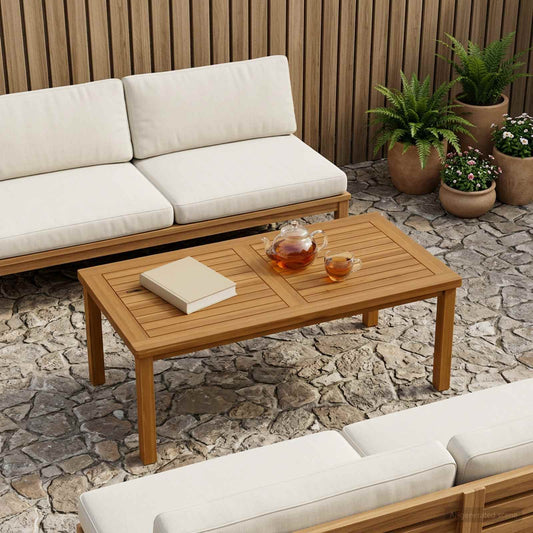 Table Top Rectangular Solid Teak Wood Natural