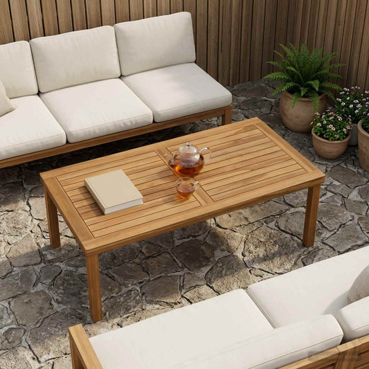 Table Top Rectangular Solid Teak Wood Natural