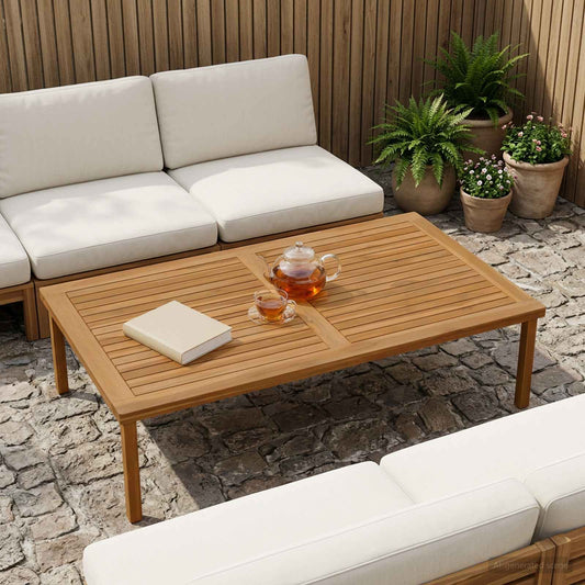 Table Top Rectangular Solid Teak Wood Natural