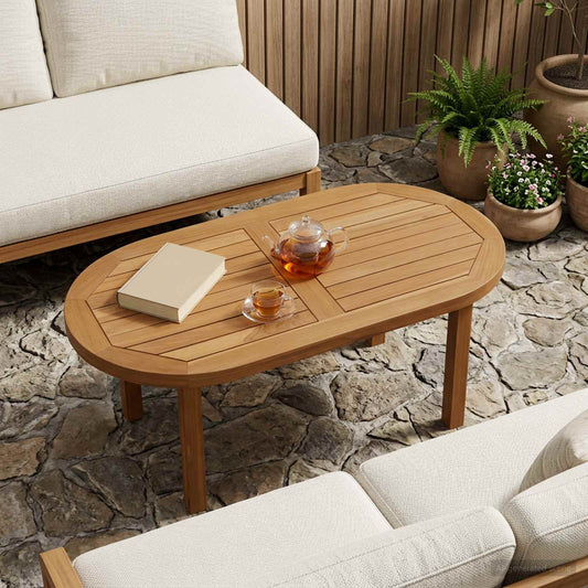 Table Top 80 x 40 x 2.5 cm Oval Solid Teak Wood Natural