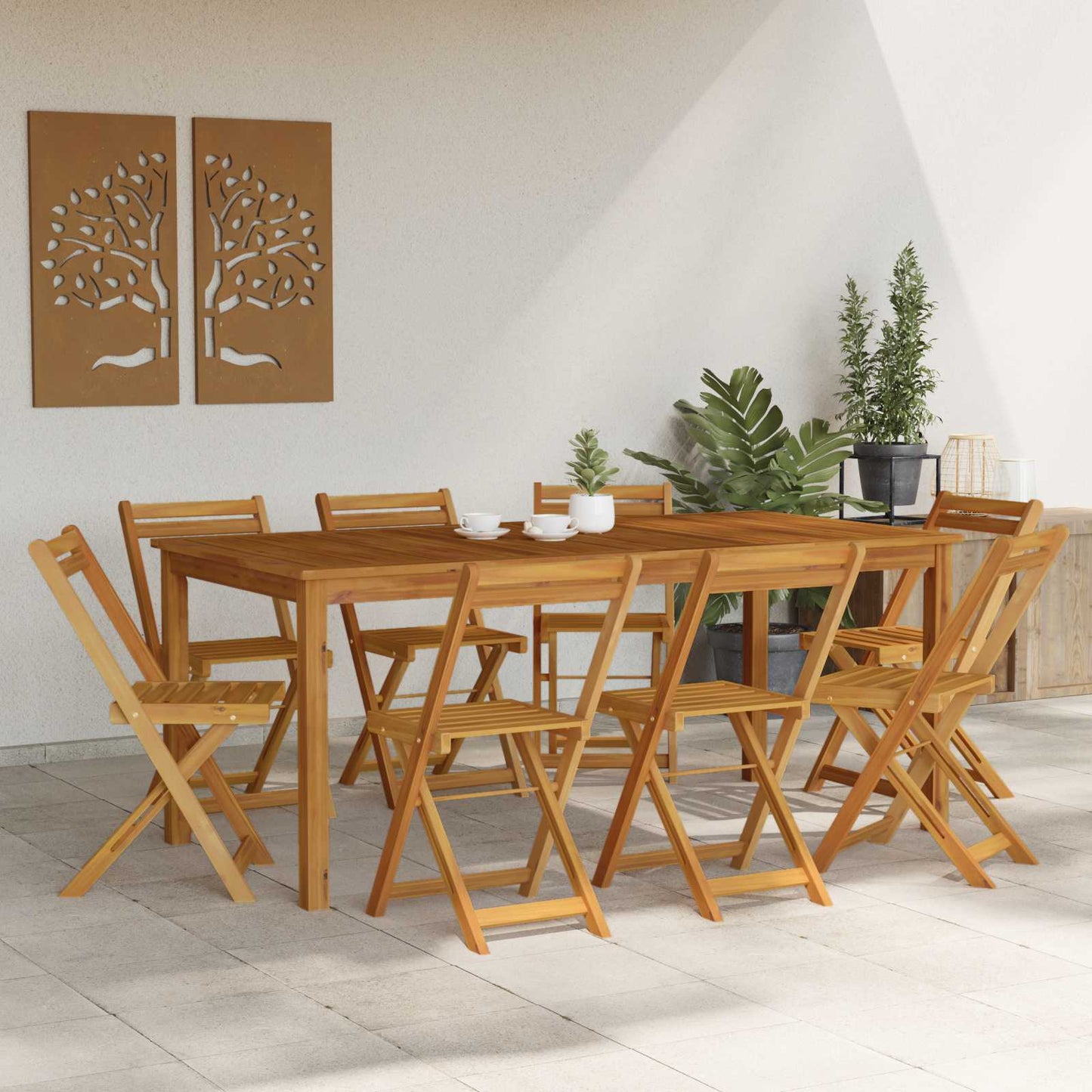 Outdoor Bistro Chairs Folding 8 pcs Natural 40 x 53 x 80 cm