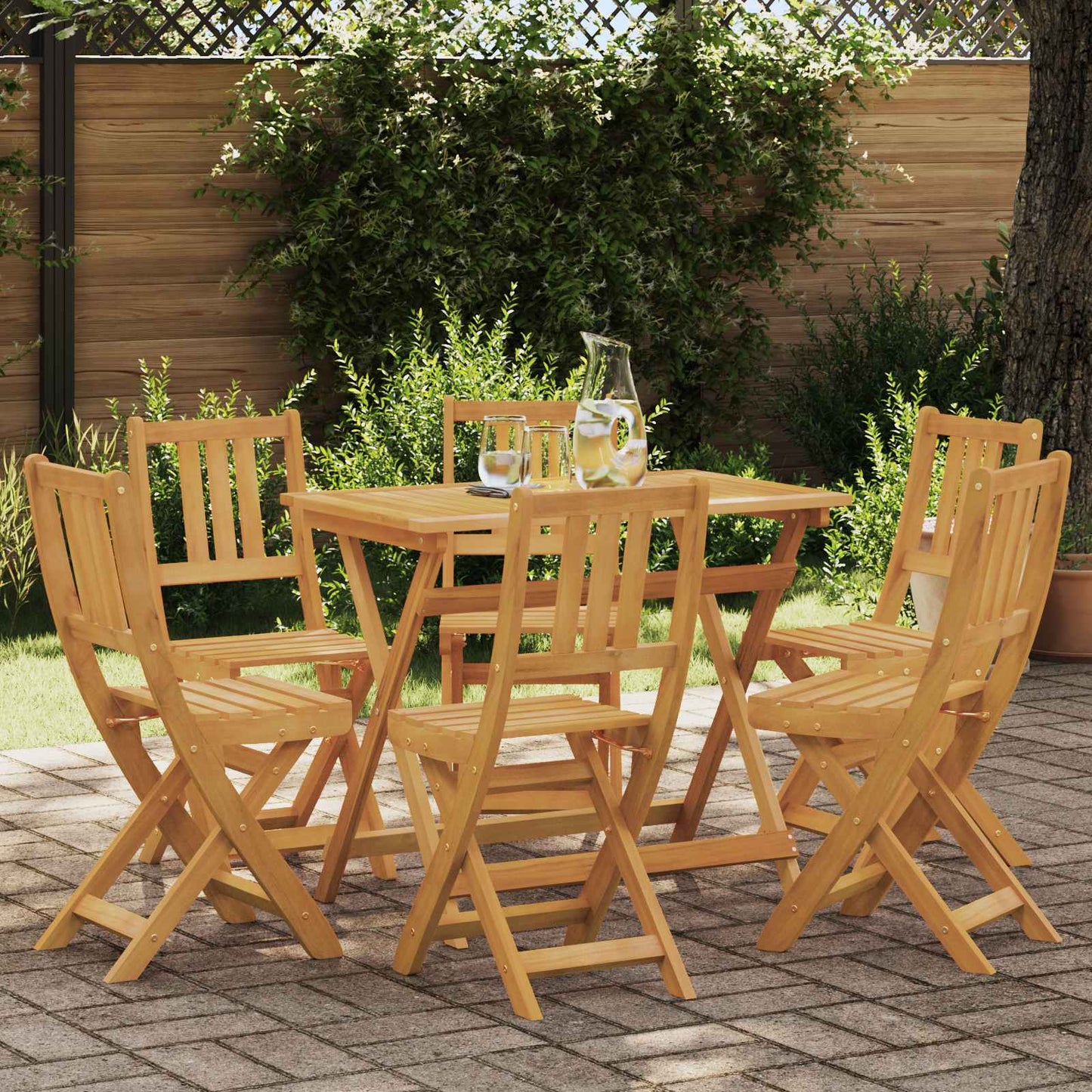 Garden Chair 6 pcs Natural Solid Acacia Wood