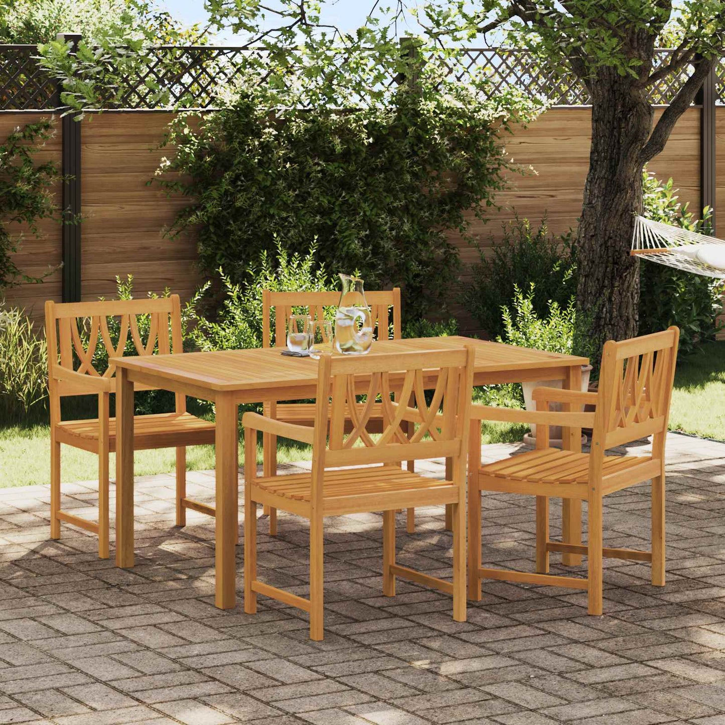 Outdoor Bench 4 pcs Natural 56 x 55.5 x 90 cm Solid Acacia Wood
