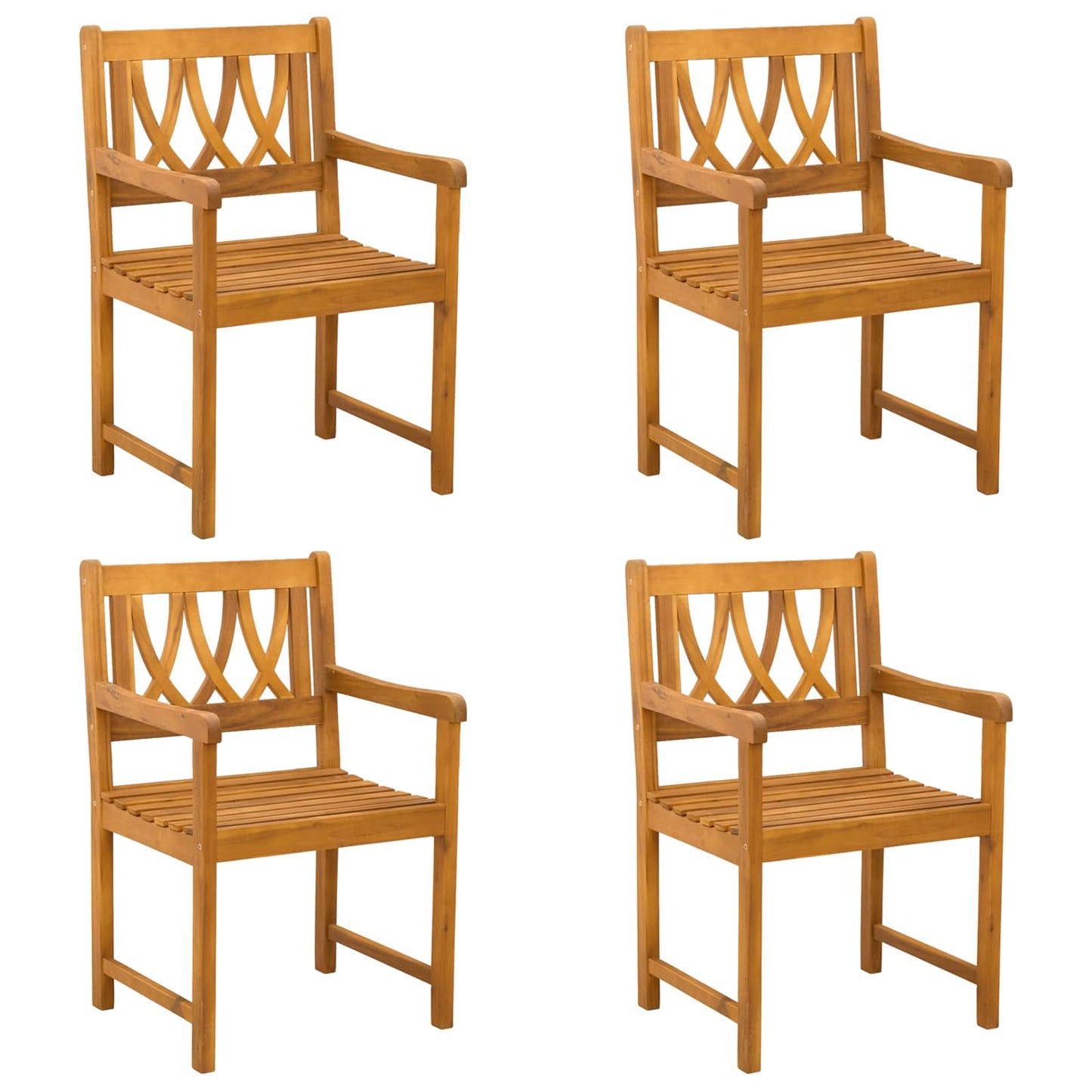 Outdoor Bench 4 pcs Natural 56 x 55.5 x 90 cm Solid Acacia Wood