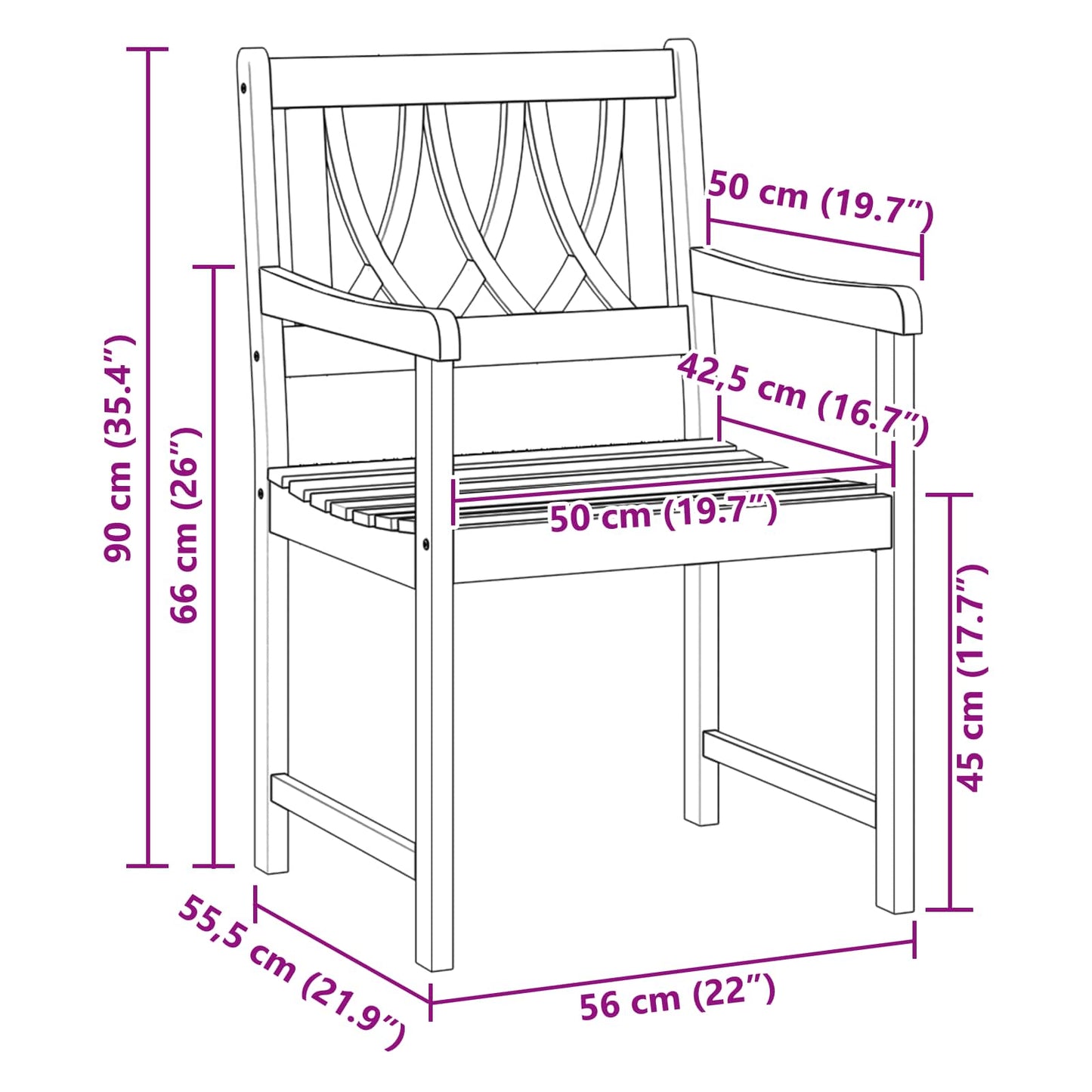 Outdoor Bench 4 pcs Natural 56 x 55.5 x 90 cm Solid Acacia Wood