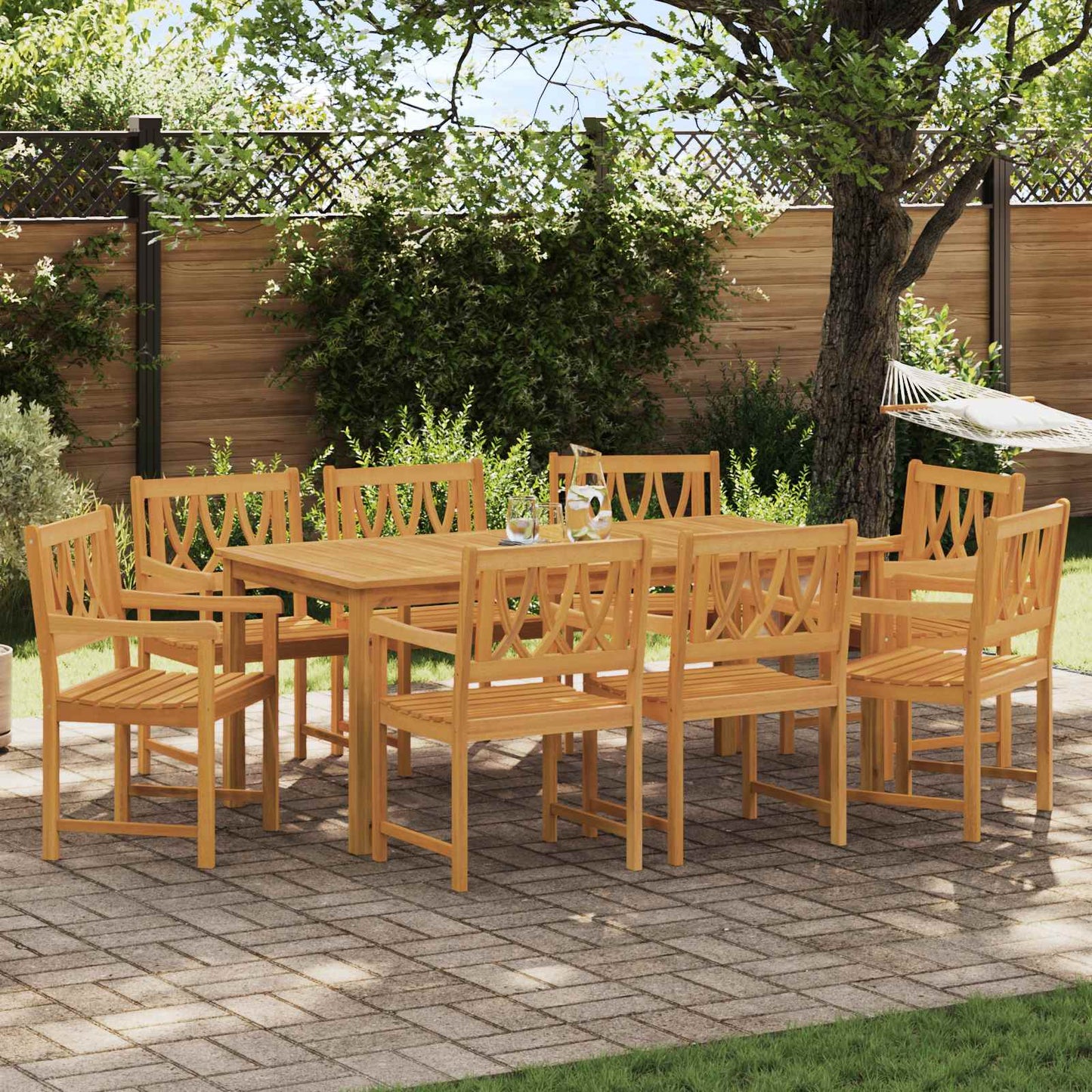 Outdoor Bench 8 pcs Natural 56 x 55.5 x 90 cm Solid Acacia Wood