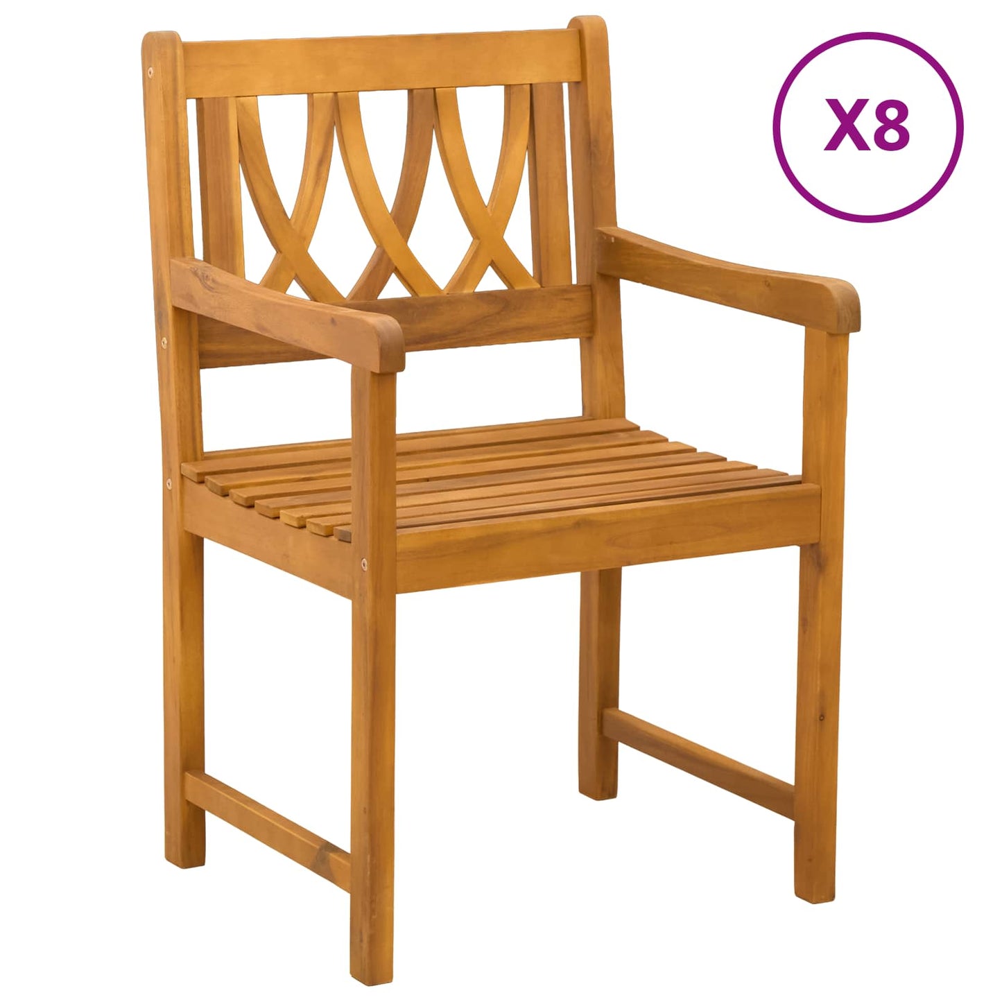 Outdoor Bench 8 pcs Natural 56 x 55.5 x 90 cm Solid Acacia Wood