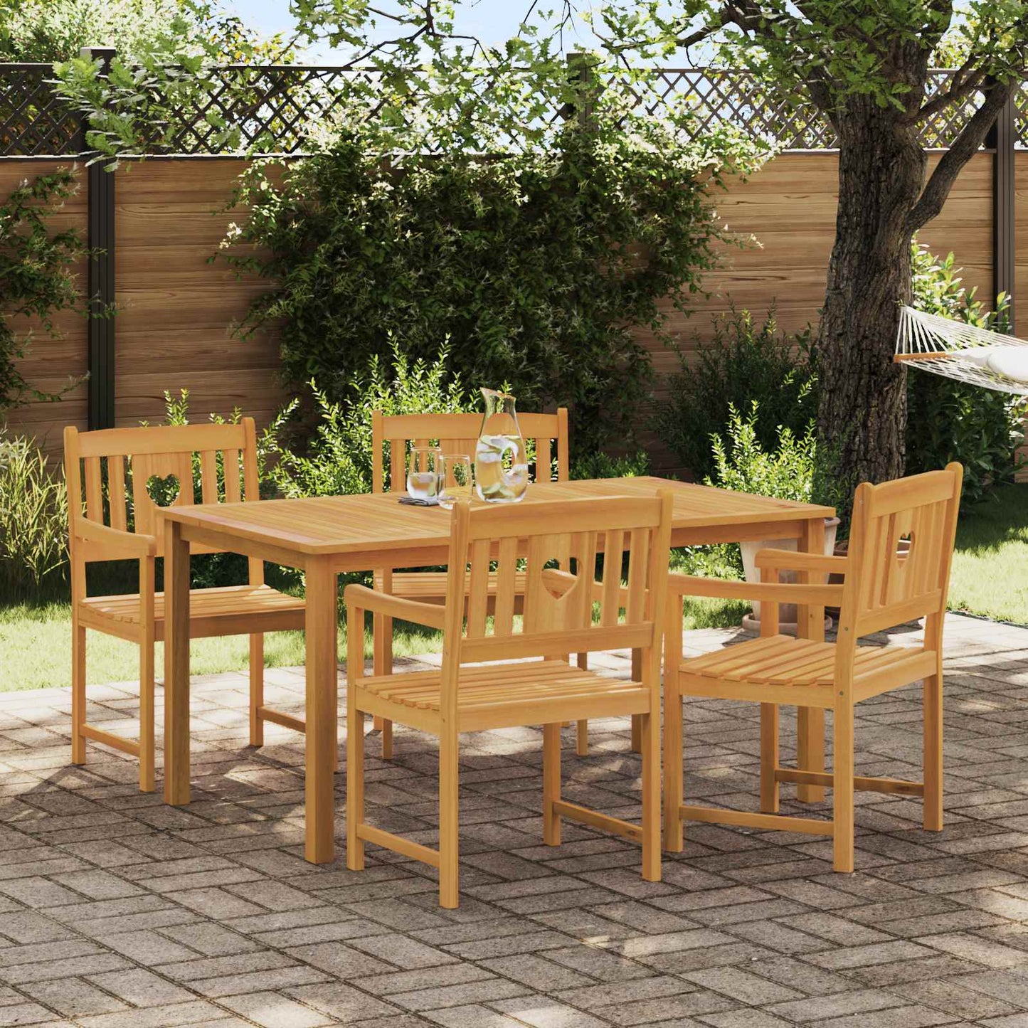 Outdoor Bench 4 pcs Natural 56 x 55.5 x 90 cm Solid Acacia Wood