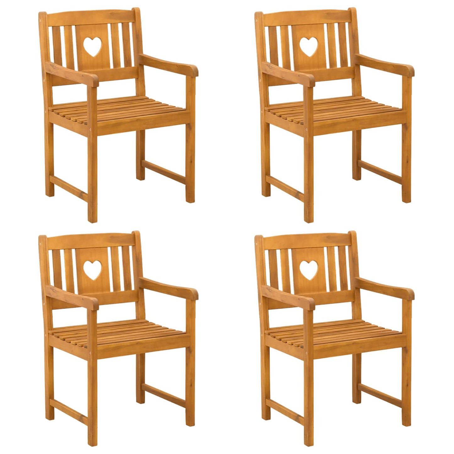 Outdoor Bench 4 pcs Natural 56 x 55.5 x 90 cm Solid Acacia Wood