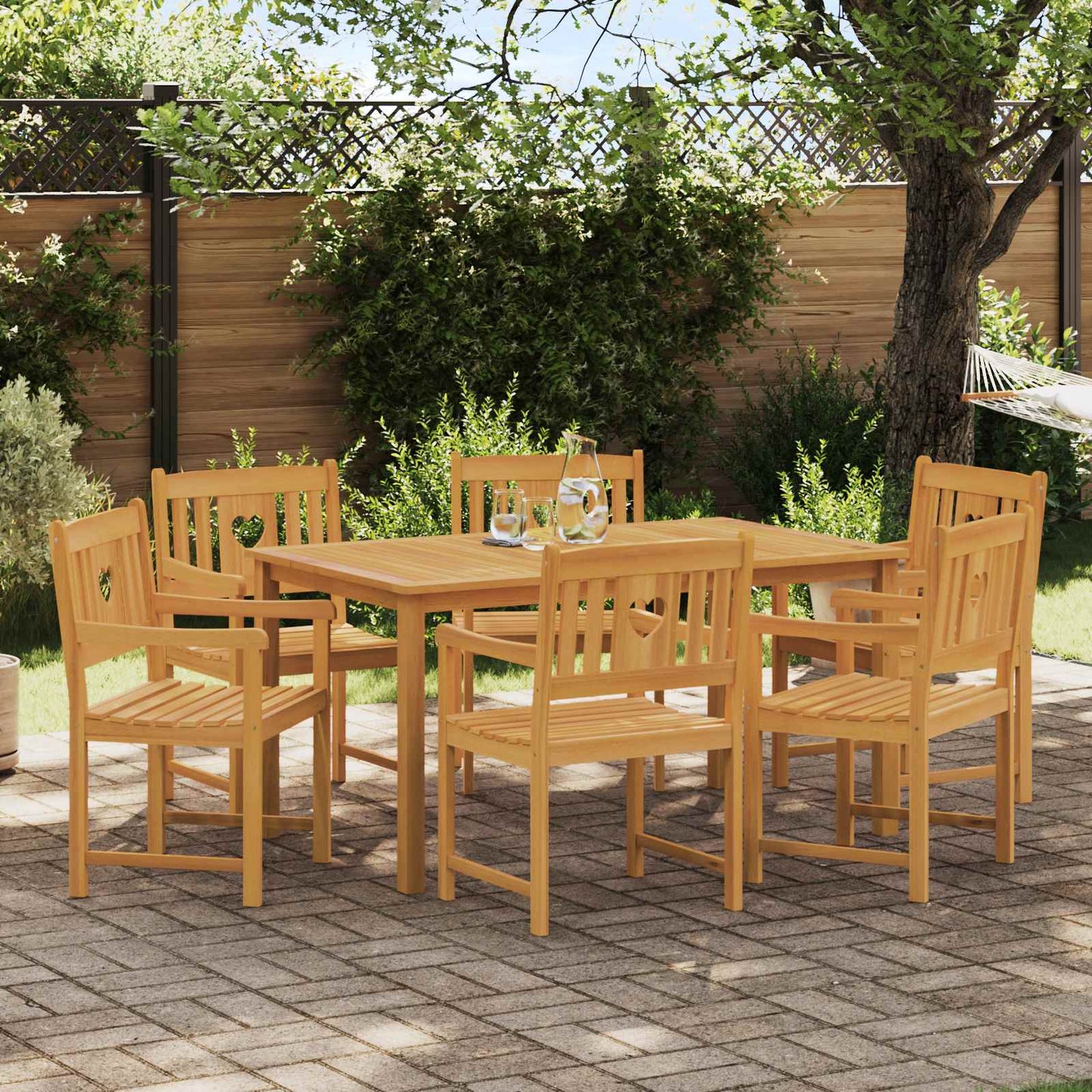 Garden Chairs 6 pcs Natural Solid Acacia Wood