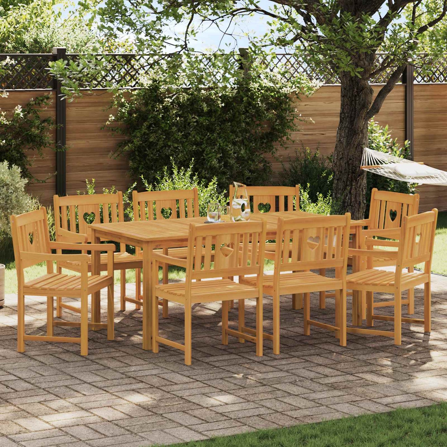 Outdoor Bench 8 pcs Natural 56 x 55.5 x 90 cm Solid Acacia Wood
