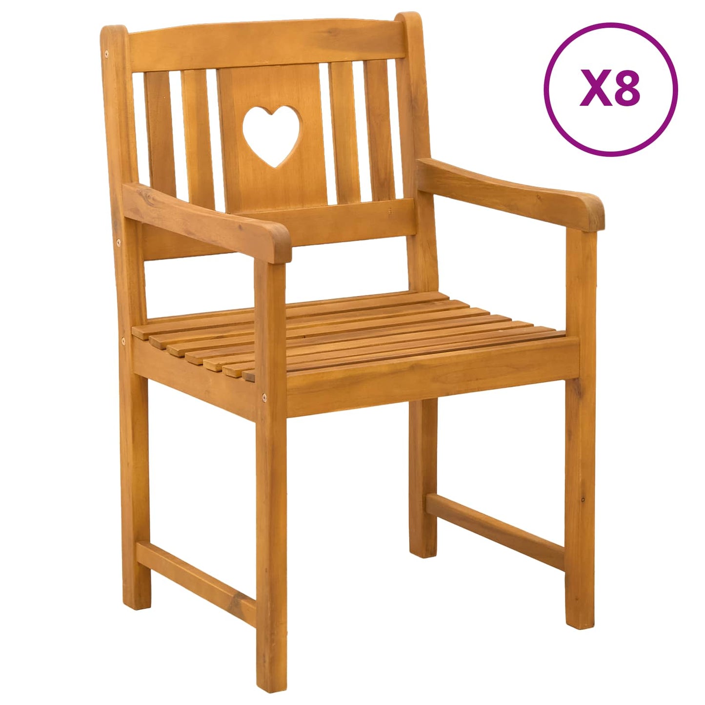 Outdoor Bench 8 pcs Natural 56 x 55.5 x 90 cm Solid Acacia Wood
