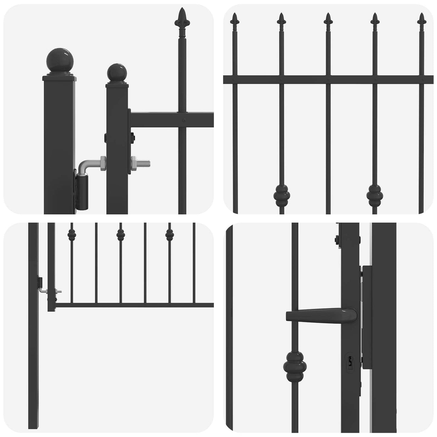 Fence Gate HORST 100 x 75 cm Metal Black Lockable