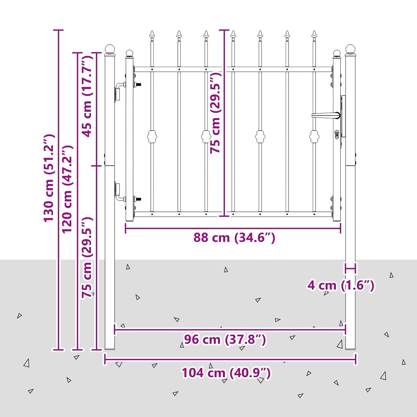 Fence Gate HORST 100 x 75 cm Metal Black Lockable