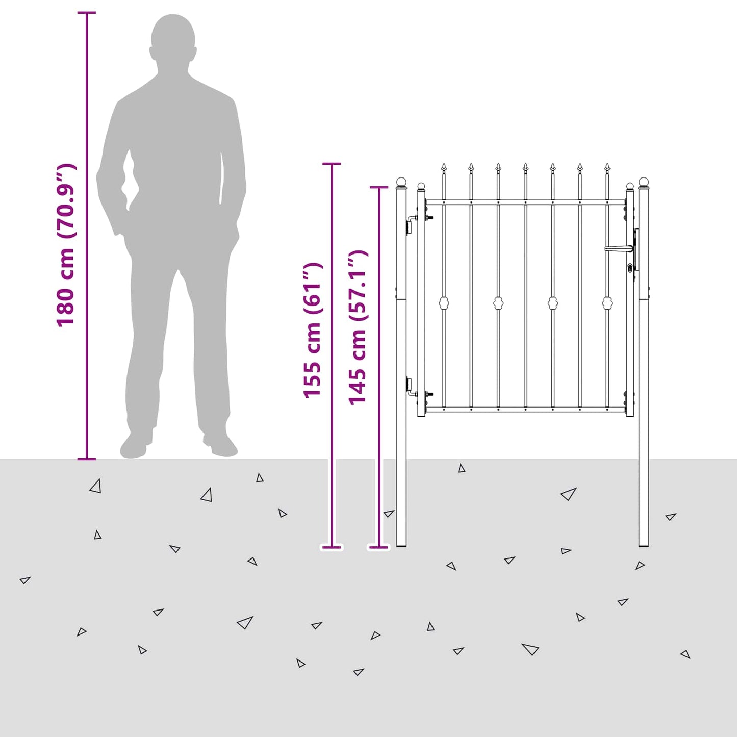 Fence Gate HORST 100 x 100 cm Metal Black Lockable