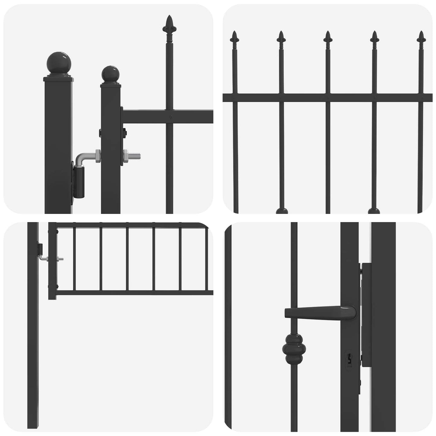 Fence Gate HORST 100 x 125 cm Metal Black Lockable